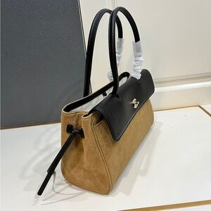 CHANEL Black & Tan Quilted Top-Handle Shoulder Bag